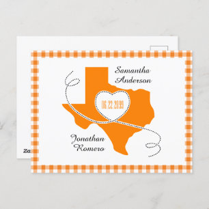 Orange Texas Curling Ribbon Save the Date Postkarte
