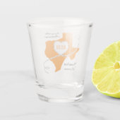 Orange Texas Curling Ribbon Wedding Date Schnapsglas (Rückseite)