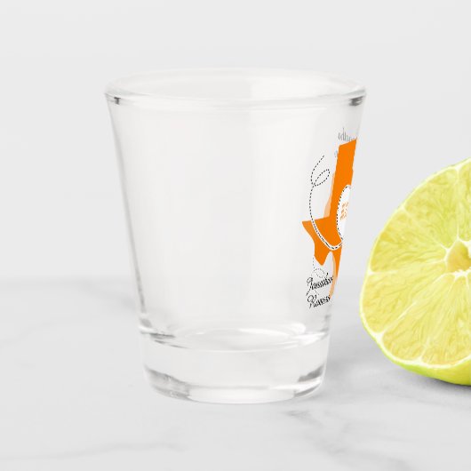 Orange Texas Curling Ribbon Wedding Date Schnapsglas (Links)