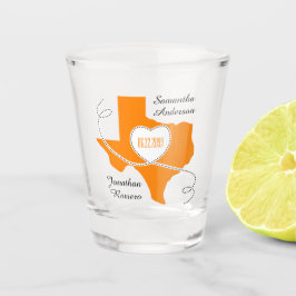 Orange Texas Curling Ribbon Wedding Date Schnapsglas