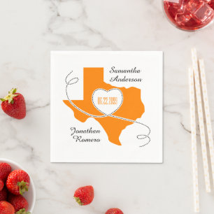 Orange Texas Curling Ribbon Wedding Date Serviette