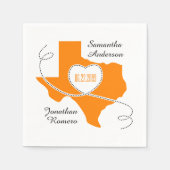 Orange Texas Curling Ribbon Wedding Date Serviette (Vorderseite)