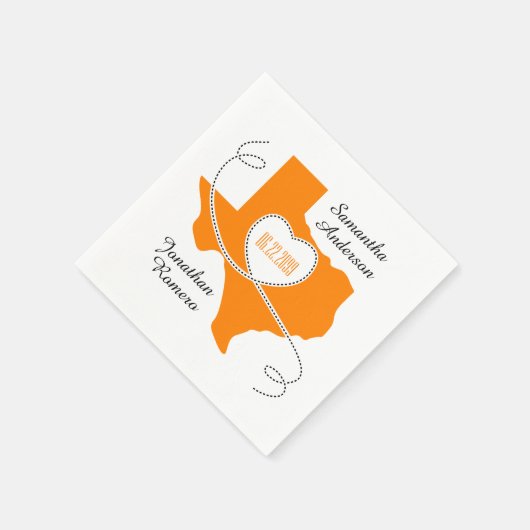 Orange Texas Curling Ribbon Wedding Date Serviette (Ecke)