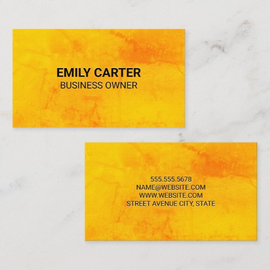 Orange Textur Hintergrund Visitenkarte (Vorne/Hinten)