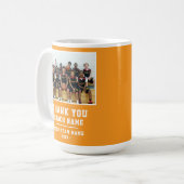 Orange Thank you Coach Team Name Photo Kaffeetasse (Vorderseite Links)