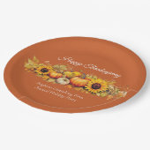 Orange Thanksgiving-Party Custom Pumpkin-Patch Pappteller (Schrägansicht)