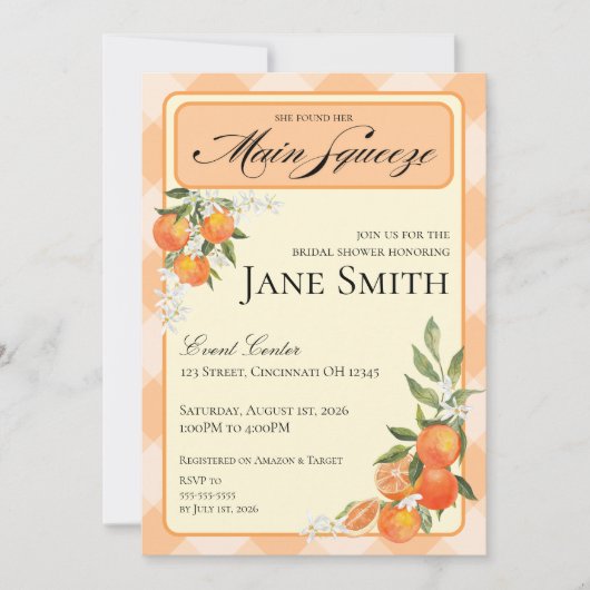 Orange Themed Bridal Shower Invitation Einladung (Vorderseite)