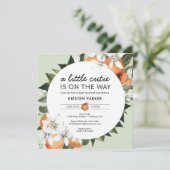 Orange Themed Kleine Süsse Babydusche Einladung (Stehend Vorderseite)