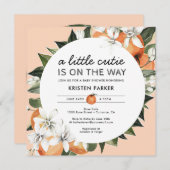 Orange Themed Kleine Süsse Babydusche Einladung (Vorne/Hinten)