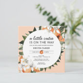 Orange Themed Kleine Süsse Babydusche Einladung (Stehend Vorderseite)