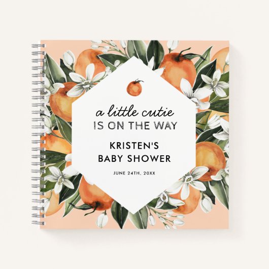 Orange Themed Little Süsse Baby Shower Gästebuch Notizblock (Vorderseite)