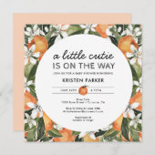 Orange Themed Little Süsse Baby Shower Square Einladung (Vorne/Hinten)