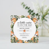 Orange Themed Little Süsse Baby Shower Square Einladung (Stehend Vorderseite)