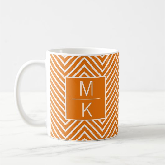 Orange Thin Zickzack Square Splitter Mit Monogramm Kaffeetasse (Links)