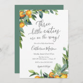 Orange Three Little Süssen Babydusche Einladung (Vorne/Hinten)