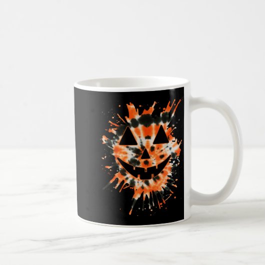 Orange Tie Dye Jack O Lantern Face - Hipe Hallowee Kaffeetasse (Rechts)