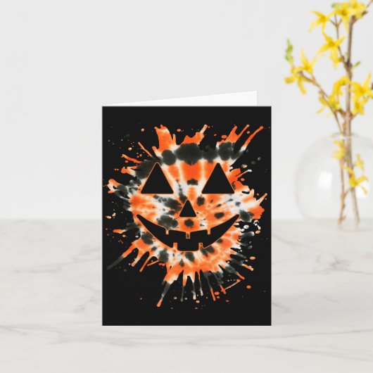 Orange Tie Dye Jack O Lantern Gesicht - Hipe Hallo Karte (Gelbe Blume)