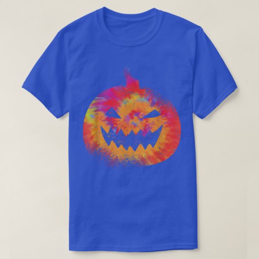 Orange Tie Dye Pumpkin Face Jack O Lantern Hallowe T-Shirt (Design vorne)