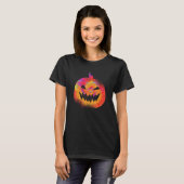 Orange Tie Dye Pumpkin Face Jack O Lantern Hallowe T-Shirt (Vorne ganz)