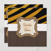Orange Tiger Browns Stripes Hochzeits-Einladung Einladung (Vorne/Hinten)