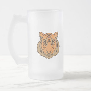 Orange Tiger Face Mattglas Bierglas