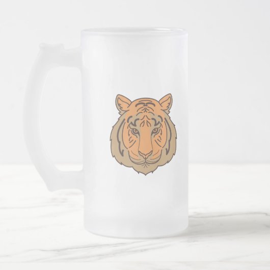 Orange Tiger Face Mattglas Bierglas (Links)