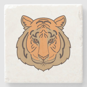 Orange Tiger Face Steinuntersetzer