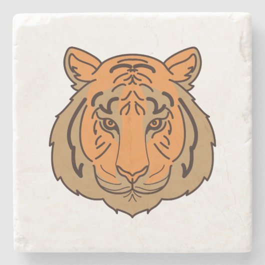 Orange Tiger Face Steinuntersetzer (Vorderseite)