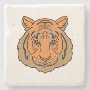Orange Tiger Face Steinuntersetzer