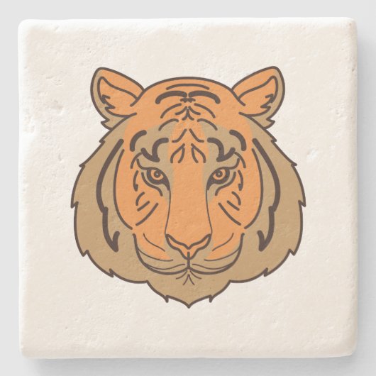 Orange Tiger Face Steinuntersetzer (Vorderseite)