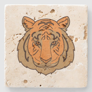 Orange Tiger Face Steinuntersetzer