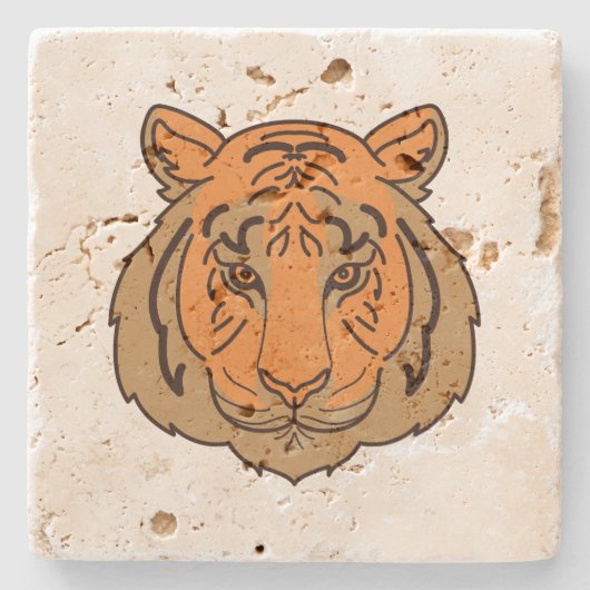Orange Tiger Face Steinuntersetzer (Vorderseite)