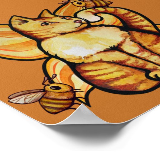 Orange tiger Fairy Cat Bees Sommerzeit Kätzchen Poster (Ecke)