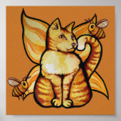 Orange tiger Fairy Cat Bees Sommerzeit Kätzchen Poster (Vorne)