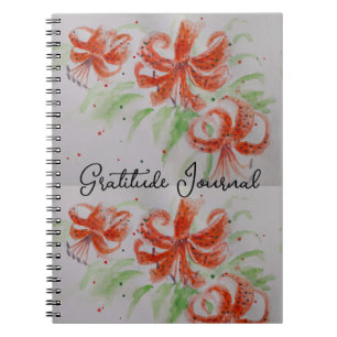 Orange Tiger-Lilie Lilien Florales Dankbarkeitstag Notizblock