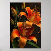 Orange Tiger Lilien Blume Art Print Poster (Vorne)