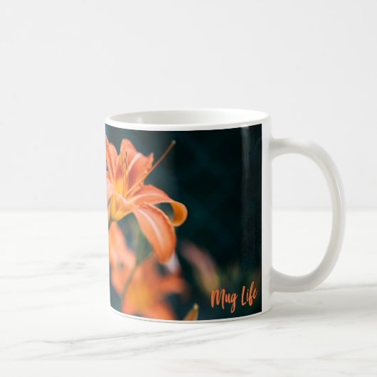 Orange Tiger-Lilien-Blumen-Foto-Tasse Kaffeetasse (Rechts)