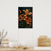 Orange Tiger Lilies Blume Art Print Poster (Küche)