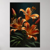 Orange Tiger Lilies Blume Art Print Poster (Vorne)