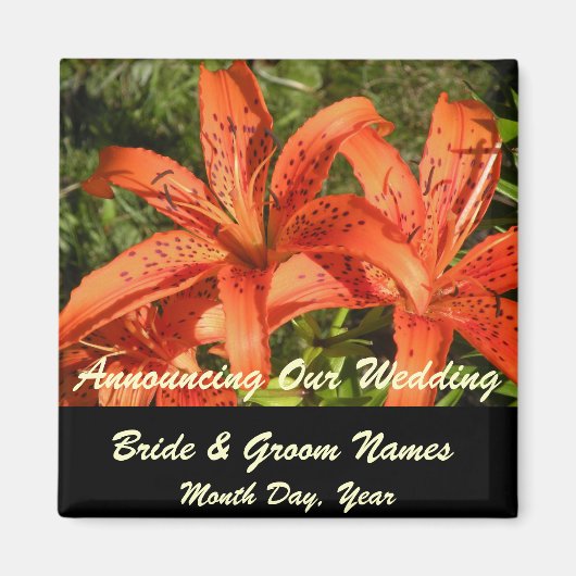 Orange Tiger Lilies Wedding Save the Date Magnet (Vorne)