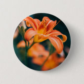 Orange Tiger Lily Blume Foto Button (Vorderseite)