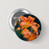 Orange Tiger Lily Blume Foto Button (Vorne & Hinten)