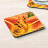 Orange Tiger Lily Getränkeuntersetzer (Linke Seite)