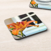 Orange Tiger Lily Getränkeuntersetzer (Linke Seite)