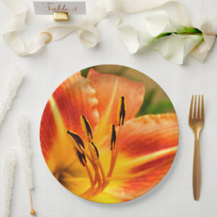 Orange Tiger Lily Paper Plate Pappteller