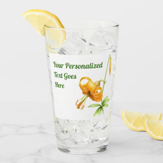 Orange Tiger Lily Personalisiert Glas (Vorderseite Ice)