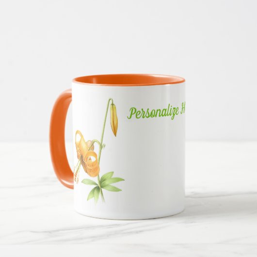 Orange Tiger Lily Personalisiert Tasse (Vorderseite Links)
