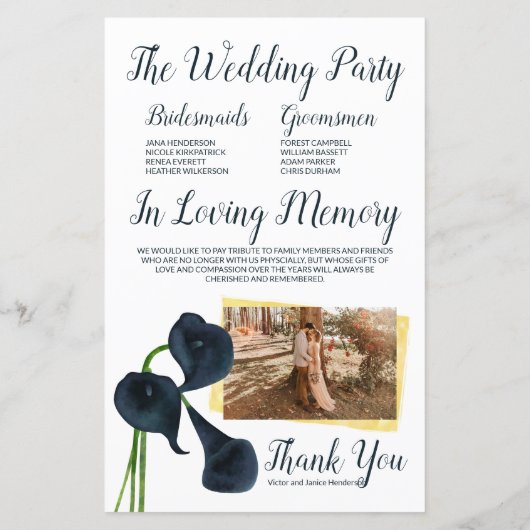 Orange Tiger Lily Wedding Zeremony Program (Rückseite)