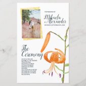 Orange Tiger Lily Wedding Zeremony Program (Vorderseite)