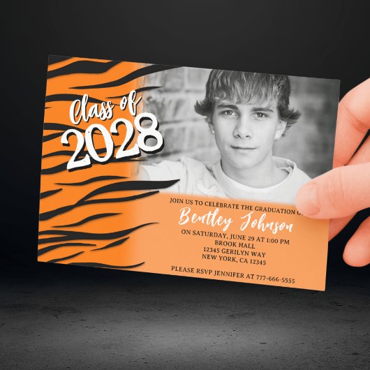 Orange Tiger oder Foto für Bengalische Abschluss Einladung